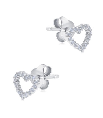 Heart Surrounded Crystals Silver Stud Earring STS-6330